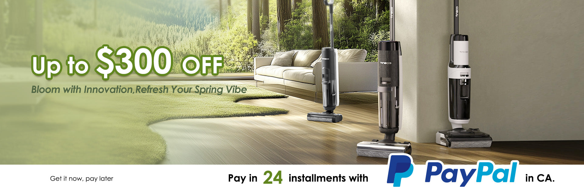 Tineco Spring sale for floor washer vacuum cleaner and carpet cleaner.